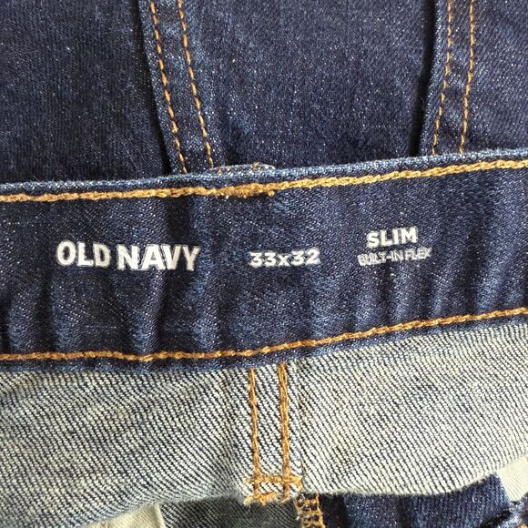 Old Navy Men's Stretch Slim Built In Flex Jeans Dark Rinse Wash Size 33 x 26 - Picture 3 of 12